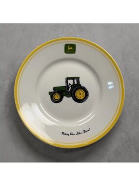 John Deere Green & Yellow Tractor Decorative Ceramic Bowl by Gibson 9”